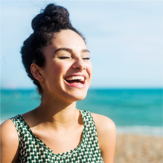 Smiling woman with white teeth