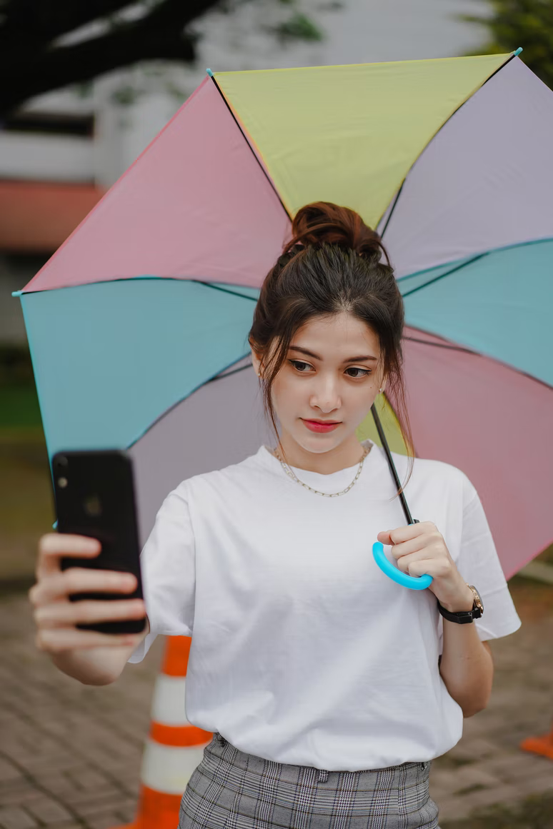 A woman taking a selfie